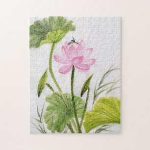 Puzzle Peinture d'aquarelle de la fleur de Lotus 2