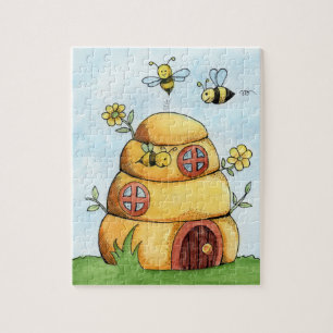 Puzzle Peinture D'Aquarelle Des Abeilles Et Des ruches