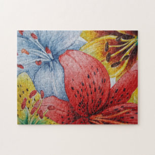 Puzzle peinture d'art moderne des fleurs colorées de lis