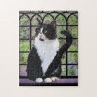 Peinture de chat de Tuxedo - Cute Original Cat Art