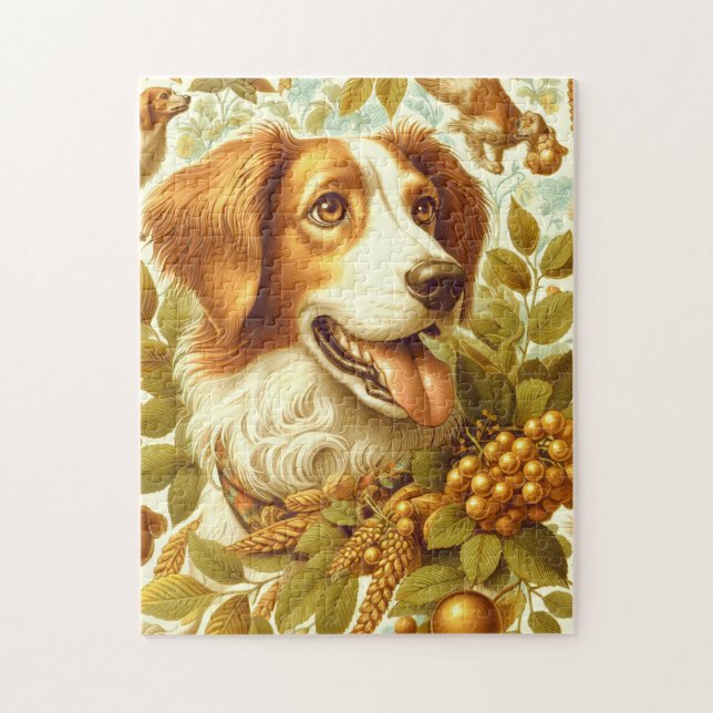 Puzzle Peinture de chien breton vintage (Vertical)