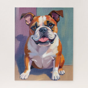 Puzzle Peinture de chien Bulldog fantaisiste aquarelle