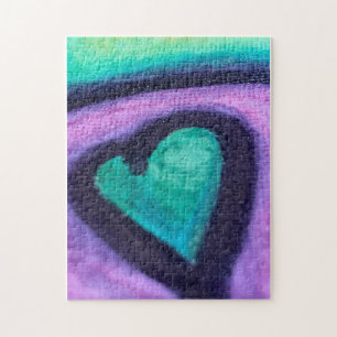 Puzzle Peinture de cœur sarcelle