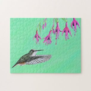 Puzzle Peinture de colibri et Fuchsia