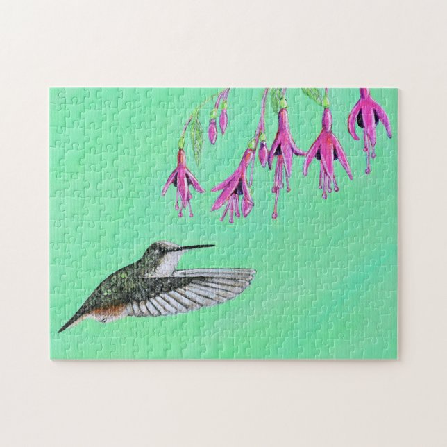 Puzzle Peinture de colibri et Fuchsia (Horizontal)