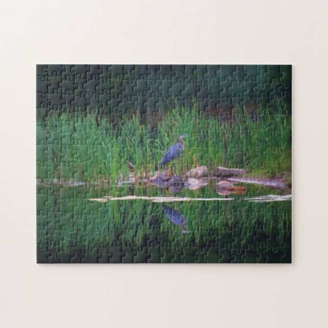 Puzzle Peinture de la nature de Héron bleu (Horizontal)