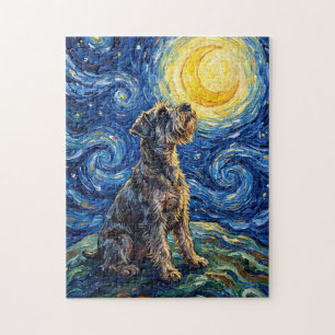 Puzzle Peinture de la Nuit Étoilée Schnauzer