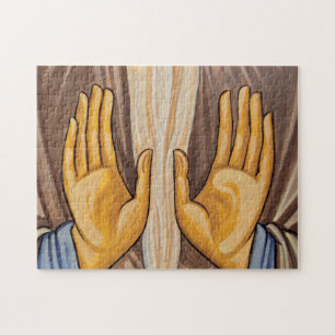 Puzzle Peinture de mains dans une église