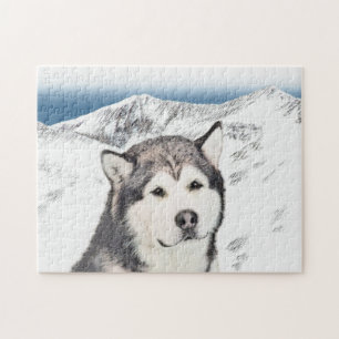 Puzzle Peinture de malamut en Alaska - jolie art original