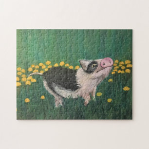 Puzzle Peinture de mignonne gris noir et blanc Piglet