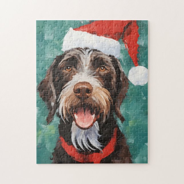 Puzzle Peinture de Noël germano-À poils durs-pointeur (Vertical)