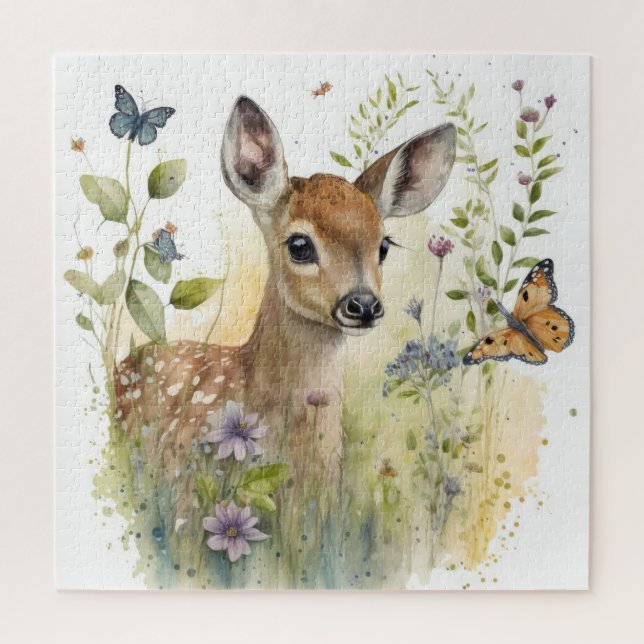 Puzzle Peinture de papillon du cerf de bébé (Vertical)