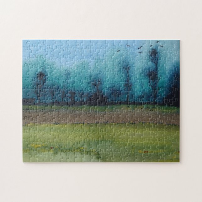 Puzzle peinture de paysage forestier mystique éffrayant (Horizontal)