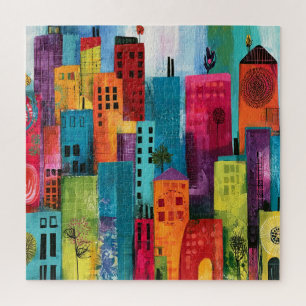 Puzzle Peinture de paysage urbain abstrait