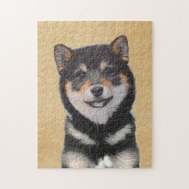 Puzzle Peinture de Shiba Inu (noir et Tan) - art de chien (Vertical)