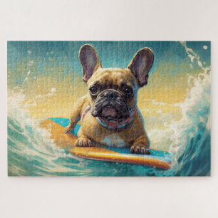 Puzzle Peinture de surf de plage de Bouledogue français