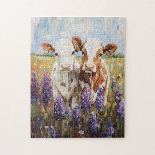 Puzzle Peinture des veaux de vache Lupine