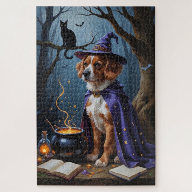 Puzzle Peinture d'Halloween lunaire des Bouviers des Flan (Vertical)