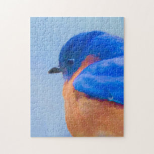 Puzzle Peinture d'un oiseau bleu - Œuvre d'art originale 