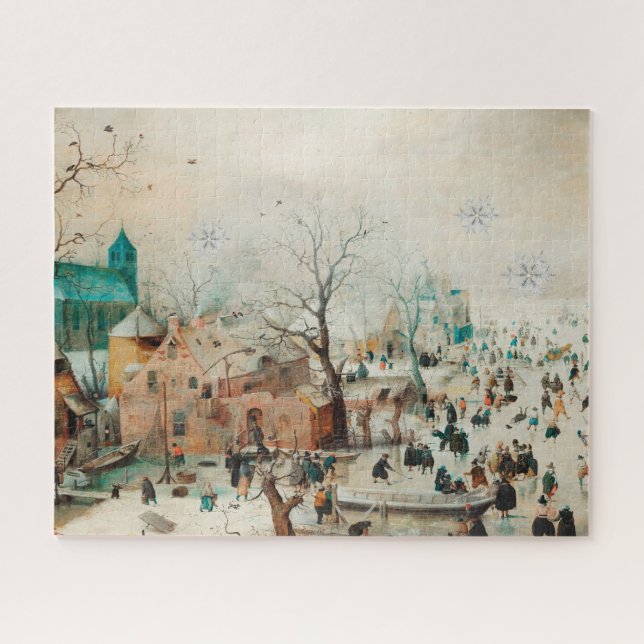 Puzzle Peinture d'une ville de Noël d'hiver (Horizontal)