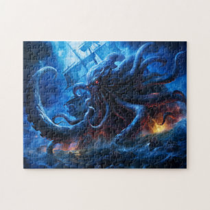 Puzzle Peinture fantastique Kraken attaquant un navire en
