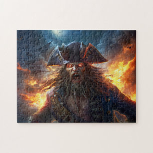 Puzzle Peinture fantastique Pirate enflammé dans une scèn