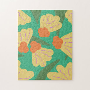 Puzzle Peinture florale botanique rétro aux couleurs vive