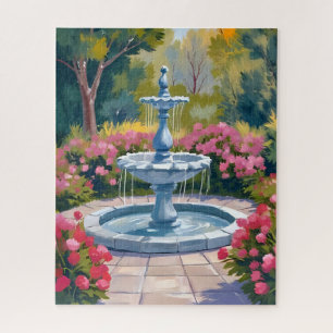 Puzzle Peinture florale de fontaine de jardin