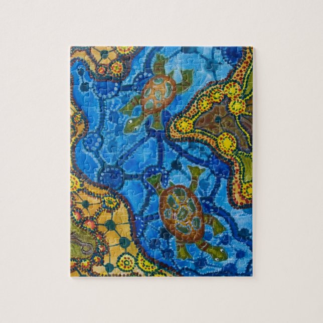 Puzzle Peinture indigène de tortues (Vertical)