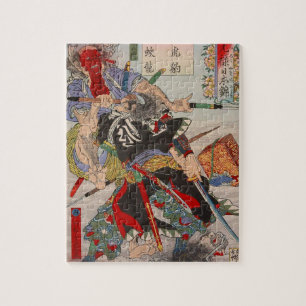Puzzle Peinture japonaise d'Ukiyo-e d'un combat samouraï