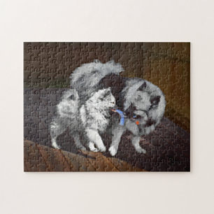 Puzzle Peinture Keeshond Playtime - Jolie art original ch