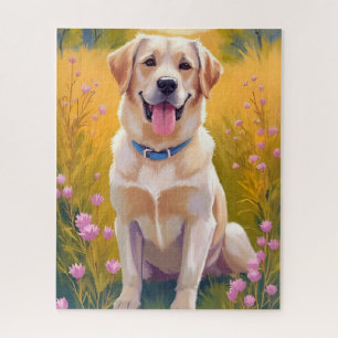 Puzzle Peinture Labrador Retriever Chien Lab jaune 