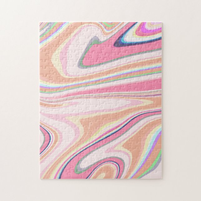 Puzzle Peinture Liquide Retro Pink Swirl Design esthétiqu (Vertical)