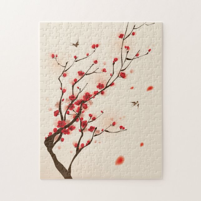 Puzzle Peinture orientale de style, fleur au printemps 2 (Vertical)
