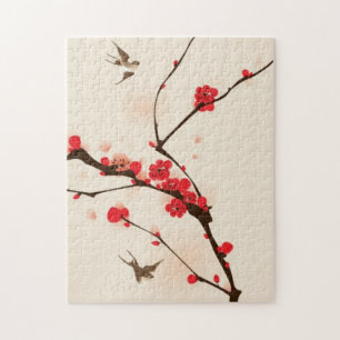 Puzzle Peinture orientale de style, fleur au printemps 3