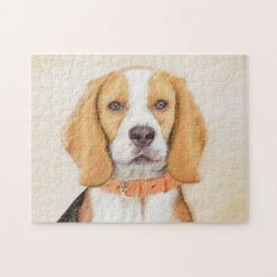 Puzzle Peinture originale de chien de chasse Beagle, Art 