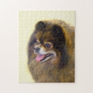 Puzzle Peinture Poméranienne Noir et Tan Art Chien origin