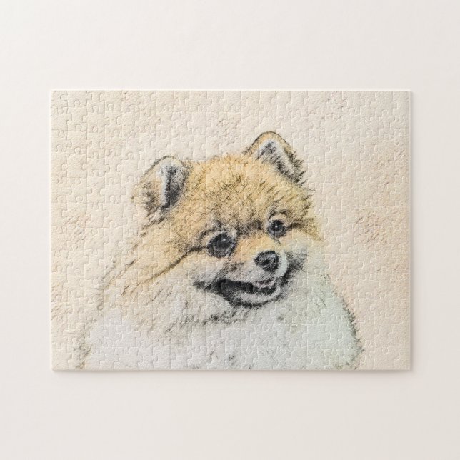 Puzzle Peinture Poméranienne (orange) - Art Chien origina (Horizontal)