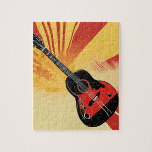 Puzzle Peinture Pop Art Guitare Illustration Vintage Retr