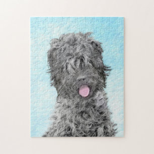 Puzzle Peinture russe Terrier noir - Chien original migno