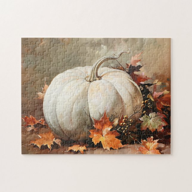 Puzzle Peinture Rustique Citrouille blanche (Horizontal)