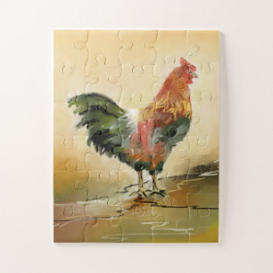 Puzzle Peinture rustique de coq pays