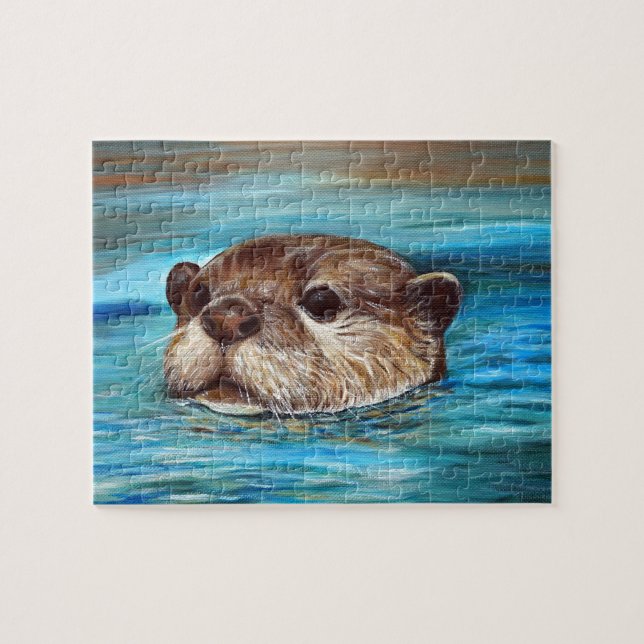 Puzzle Peinture sur la loutre de rivière (Horizontal)