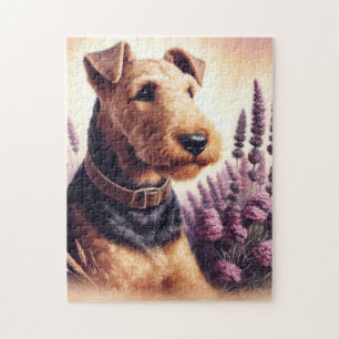 Puzzle Peinture vintage Airedale Terrier