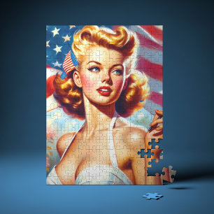 Puzzle Peinture vintage américaine pour filles