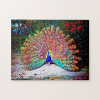 Puzzle Peinture vintage de paon