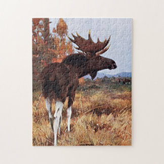 Puzzle Peinture vintage d'orignaux