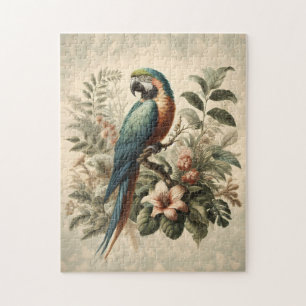 Puzzle Peinture vintage Macaw Botanique