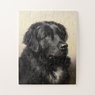 Puzzle Peinture vintage réaliste pour chien de Terre-Neu
