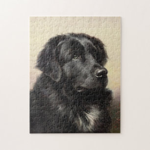 Puzzle Peinture vintage réaliste pour chien de Terre-Neu